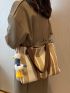 Striped Pattern Shoulder Tote Bag