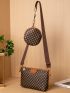 Geometric Pattern Square Bag With Coin Purse