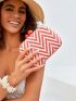 VCAY Mini Chevron Pattern Straw Bag