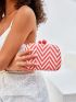 VCAY Mini Chevron Pattern Straw Bag