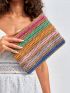 VCAY Color Block Straw Bag