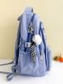 Letter Pattern Functional Backpack With Bag Charm