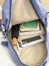 Letter Pattern Functional Backpack With Bag Charm