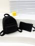 Mini Minimalist Classic Backpack With Square Bag