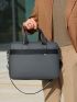 Men Minimalist Double Handle Briefcase