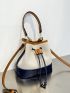 Mini Colorblock Drawstring Design Bucket Bag