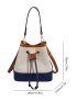 Mini Colorblock Drawstring Design Bucket Bag