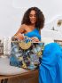 Floral Embroidered Linen Top Handle Bag
