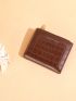 Crocodile Embossed Letter Graphic Small Wallet