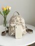 Floral Pattern Metal Decor Functional Backpack