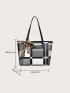 Elegant Colorblock Tote Bag, Women's Trendy Zipper Handbag, Casual Large Capacity Shoulder Bag, Best Work Bag For Women