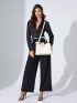 Random Twilly Scarf Decor Top Handle Bag Litchi Embossed PU For Daily Life