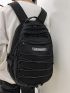 Men Drawstring Design Letter Patch Casual Daypack