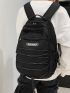Men Drawstring Design Letter Patch Casual Daypack