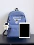 Astronaut & Letter Graphic Functional Backpack With Bag Charm