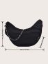 Letter Patch Chain Decor Large Capacity Hobo Bag