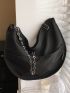 Letter Patch Chain Decor Large Capacity Hobo Bag