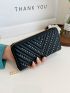 Quilted Studded Decor Long Wallet