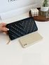 Quilted Studded Decor Long Wallet
