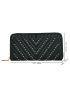 Quilted Studded Decor Long Wallet