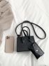 Mini Crocodile Embossed Square Bag With Coin Purse