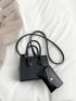 Mini Crocodile Embossed Square Bag With Coin Purse