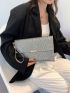 Glitter Metal Decor Flap Square Bag