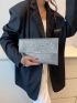 Glitter Metal Decor Flap Square Bag