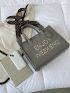 Letter Graphic Top Handle Bag