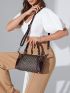 Geometric Pattern Double Handle Boston Bag
