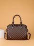 Geometric Pattern Double Handle Boston Bag