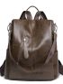 Stitch Detail Double Zipper Functional Backpack