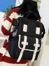 4pcs Letter Graphic Functional Backpack Set With Bag Charm