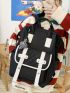 4pcs Letter Graphic Functional Backpack Set With Bag Charm