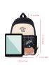 Cartoon & Letter Graphic Functional Backpack