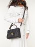 Crocodile Embossed Flap Square Bag