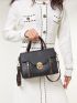 Crocodile Embossed Flap Square Bag