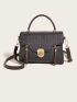 Crocodile Embossed Flap Square Bag
