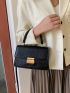 Crocodile Embossed Flap Square Bag