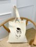 Floral & Letter Graphic Shopper Bag