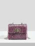 Mini Sequin Decor Flap Square Bag