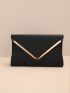 Metal Decor Flap Clutch Bag