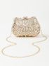 Mini Floral Pattern Rhinestone Decor Box Bag