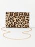Leopard Pattern Metal Decor Square Bag