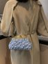 Ruched Detail Pearl Decor Square Bag