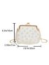 Mini Pearl Decor Ruched Detail Square Bag