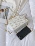 Mini Pearl Decor Ruched Detail Square Bag