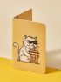 X Dudeline Cartoon Cat Print Passport Case