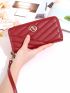 Metal Decor Quilted Long Wallet