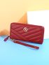 Metal Decor Quilted Long Wallet